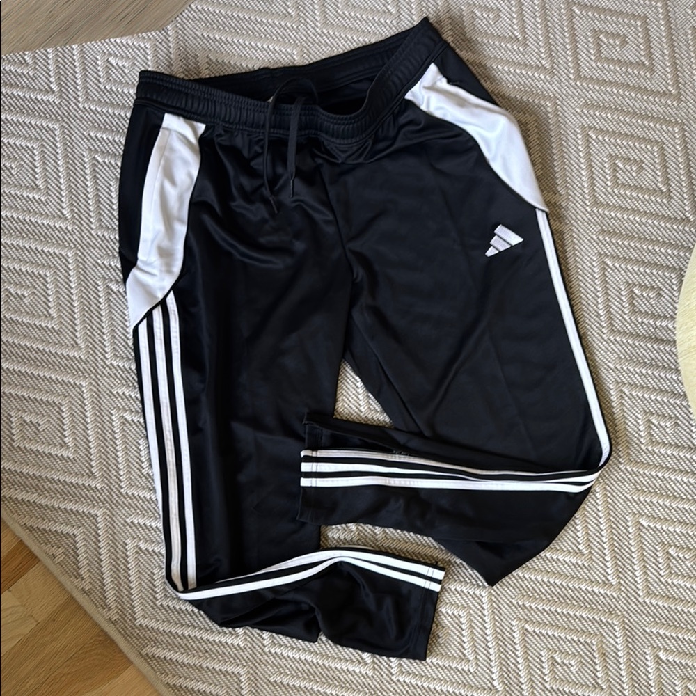 NWT Adidas Black and White Joggers with zip ankle